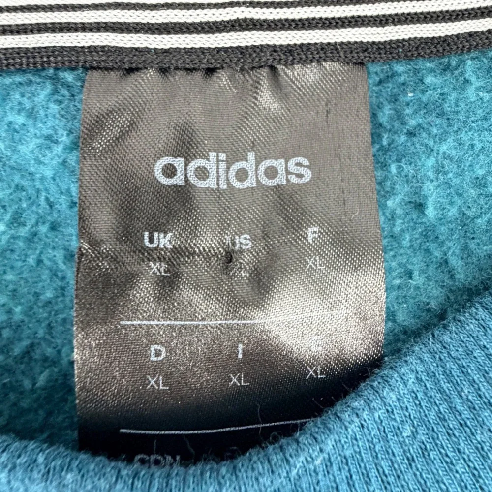 Adidas Essentials 3-Stripes Crewneck Sweatshirt Size XL Teal Blue‎ Pullover Mens